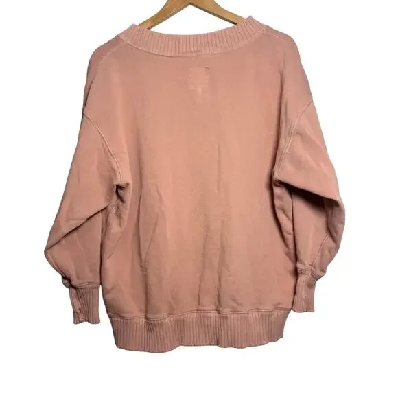 Aerie Terracotta Oversized V-Neck Sweater XS Boho Cozy Worn-In Look - Picture 2 of 4